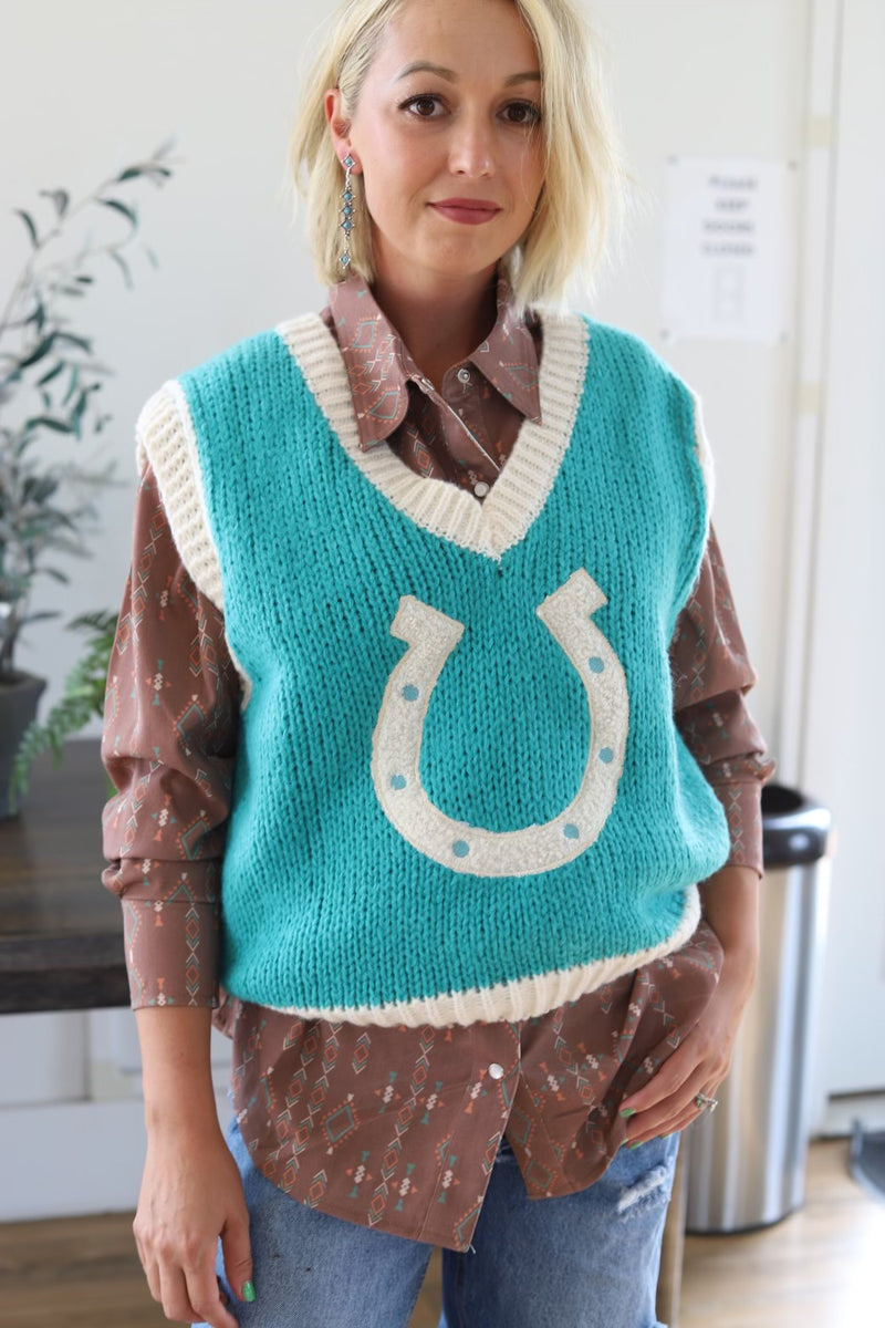 Cream Embroidered Horseshoe Sweater