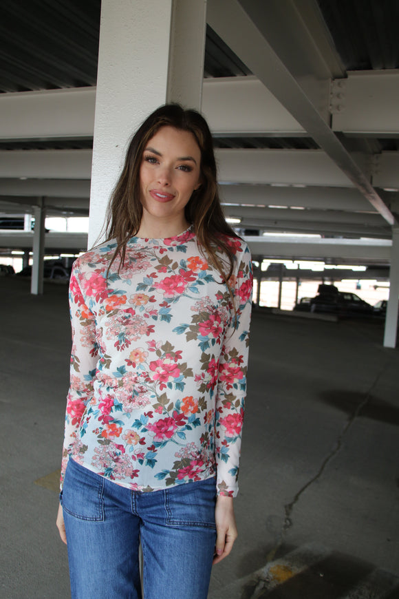 1221 MESH IVORY FLORAL TOP