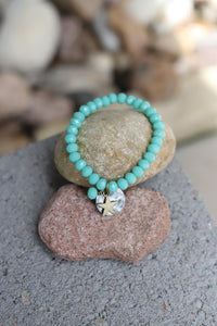 61912  B72 Stacked Star Charm Mint Crystal Bracelet